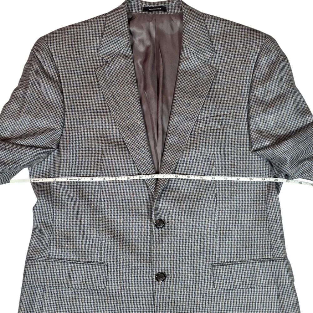 LAUREN RALPH LAUREN Houndstooth Blazer | 40R | Gray | Silk Wool Tailored Preppy